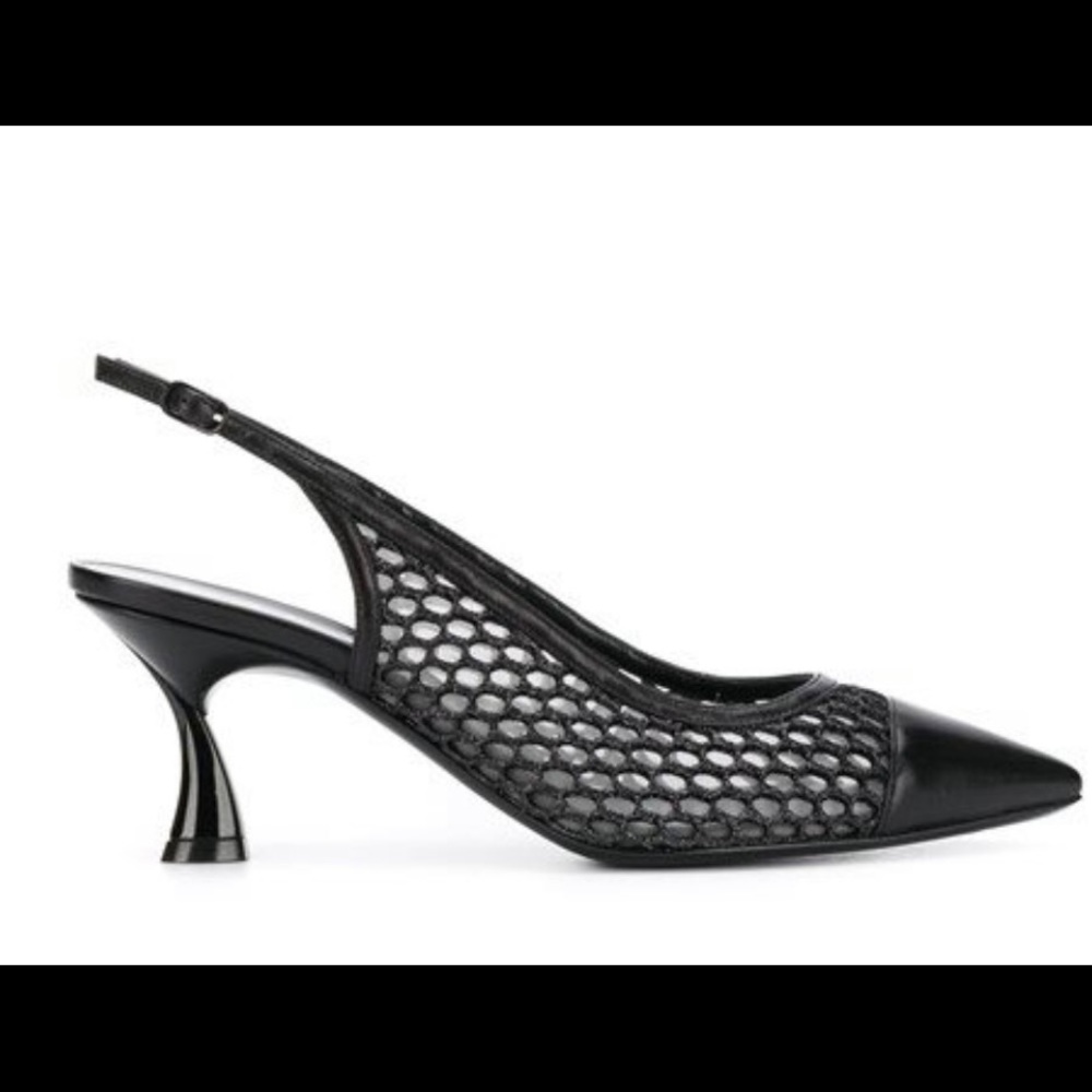 NWT Casadei Chanel Mesh Fishnet Slingback Pump 37.5